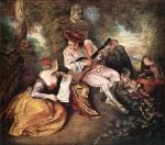 Jean Antoine Watteau - paintings - La gamme damour (Das Liebeslied)