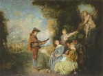 Jean Antoine Watteau  - Peintures - La leçon d´amour
