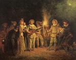 Jean Antoine Watteau  - Peintures - La Comédie italienne