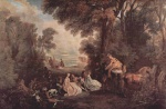 Jean Antoine Watteau  - paintings - Treffen zur Jagd