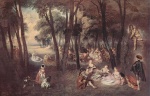 Jean Antoine Watteau  - Peintures - Réjouissances en plein air