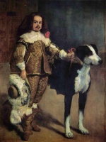 Diego Velazquez - Bilder Gemälde - Hofzwerg mit Hund