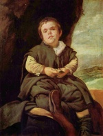 Diego Velazquez  - Peintures - Portrait de Francisco Hofzwerges Lezcano (enfant de Vellecas)
