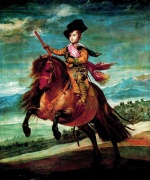 Diego Velazquez  - Peintures - Portrait du prince Baltasar Carlos à cheval
