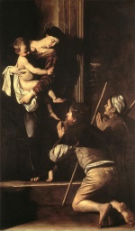 Michelangelo Caravaggio - Peintures - Madone des pèlerins