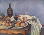 Paul Cézanne  - Peintures - Nature morte avec bouteille et oignons