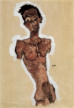 Egon Schiele - Bilder Gemälde - Akt (Selbstportrait)