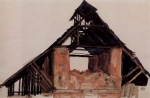 Egon Schiele - Peintures - Vieille façade