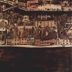 Egon Schiele - Peintures - La petite ville II (vue de Cesky Krumlov sur la Moldau)
