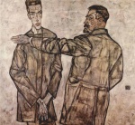 Egon Schiele - Peintures - Double portrait de Heinrich Bensch et son fils Otto