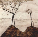 Egon Schiele - Peintures - soleil d'automne et arbres