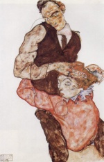 Egon Schiele - Peintures - Amoureux