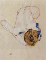Egon Schiele  - Peintures - nu féminin penché en avant