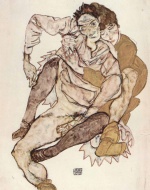 Egon Schiele  - Peintures - Couple assis