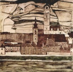 Egon Schiele  - Peintures - Stein sur le Danube II