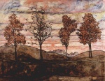 Egon Schiele  - Peintures - Quatre arbres