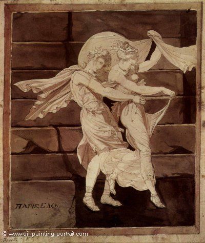 Aphrodite fuehrt Paris zum Duell Menelaos