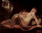 Johann Heinrich Füssli - paintings - Der Nachtmahr verlaesst das Lager zweier schlafender Maedchen