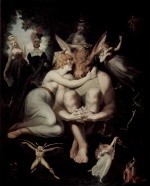 Johann Heinrich Füssli - Bilder Gemälde - Die Elfenkönigin Titiana und Zettel, der Weber mit Eselskopf