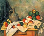 Paul Cézanne  - Peintures - Nature morte, draperie, cruche et coupe de fruits