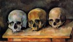 Paul Cezanne  - paintings - Stillleben, Drei Totenschaedel
