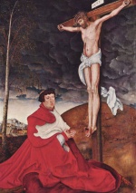 Lucas Cranach - Peintures - Crucifixion avec le cardinal Albrecht de Brandebourg à genoux