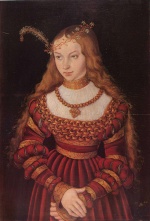 Lucas Cranach - paintings - Portrait der Prinzessin Sibylle von Cleve als Braut