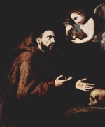 José de Ribera - Peintures - Saint François d'Assise et l'ange avec la bouteille d'eau