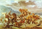 Eugene Delacroix - paintings - Loewenjagd