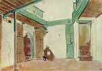 Eugène Delacroix - Peintures - Cour marocaine