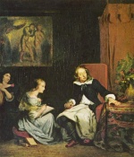 Eugene Delacroix - paintings - Milton diktiert seinen Toechtern das Paradise Lost
