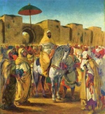 Eugene Delacroix - Peintures - Muley Abder Rahman entouré de ses gardes du corps et des princes