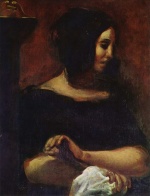 Eugene Delacroix - Bilder Gemälde - Portrait der George Sand