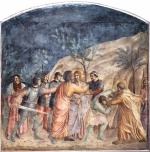 Fra Angelico - Bilder Gemälde - Gefangennahme Christi mit Judaskuss und Petrus, der dem Knecht Malchus ein Ohr abschneidet