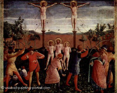 Saint Cosmas and Saint Damian Crucifixed and Stoned