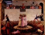 Fra Angelico  - Bilder Gemälde - Martyrium der Heiligen Kosmas und Damian (Wundersame Erettung vor dem Feuertod)