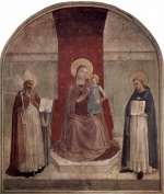 Fra Angelico  - Peintures - Madone sur le trône avec Saint Dominique et Saint Zinobius