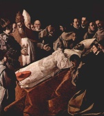Francisco de Zurbaran - Bilder Gemälde - Aufbahrung des Heiligen Bonaventura im Beisein des Papstes Gregor X und König Jaime I. von Aragon