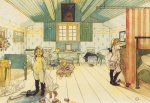 Carl Larsson - Peintures - La chambre de maman et des petites filles