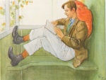 Carl Larsson - Peintures - Esbjörn lisant sur la véranda
