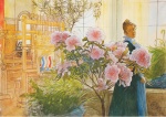 Carl Larsson - paintings - Karin mit Azalee in der Werkstatt