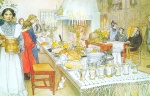 Carl Larsson - Peintures - La table de Noël à Sundborn