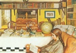 Carl Larsson  - Peintures - La salle de lecture avec Kerstini en train de lire