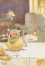 Carl Larsson  - paintings - Gunloeg ohne Mama (Das erste Enkelkind, Tochter von Suzanne)