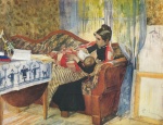 Carl Larsson  - Peintures - Mère pensive (Karin avec Brita au sein)
