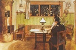 Carl Larsson  - paintings - Wenn die kleinen Kinder zu Bett gegangen sind (Blick auf Ostwand des Esszimmers)