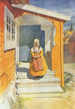Carl Larsson  - Peintures - Aenne à la cabane de berger à Falun