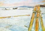Carl Larsson  - Peintures - Sciage des blocs de glace