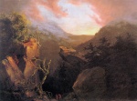 Thomas Cole - Peintures - Coucher de soleil dans les montagnes de Catskill