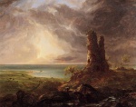 Thomas Cole - paintings - Romantische Landschaft mit Turmruine